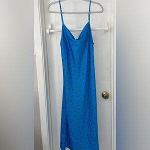 Blue Satin dress with strawberry’s